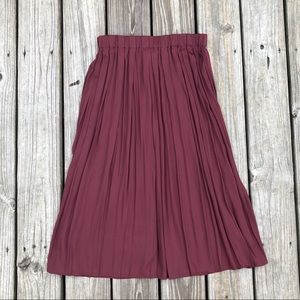 H&M Pleated Silk Midi Skirt